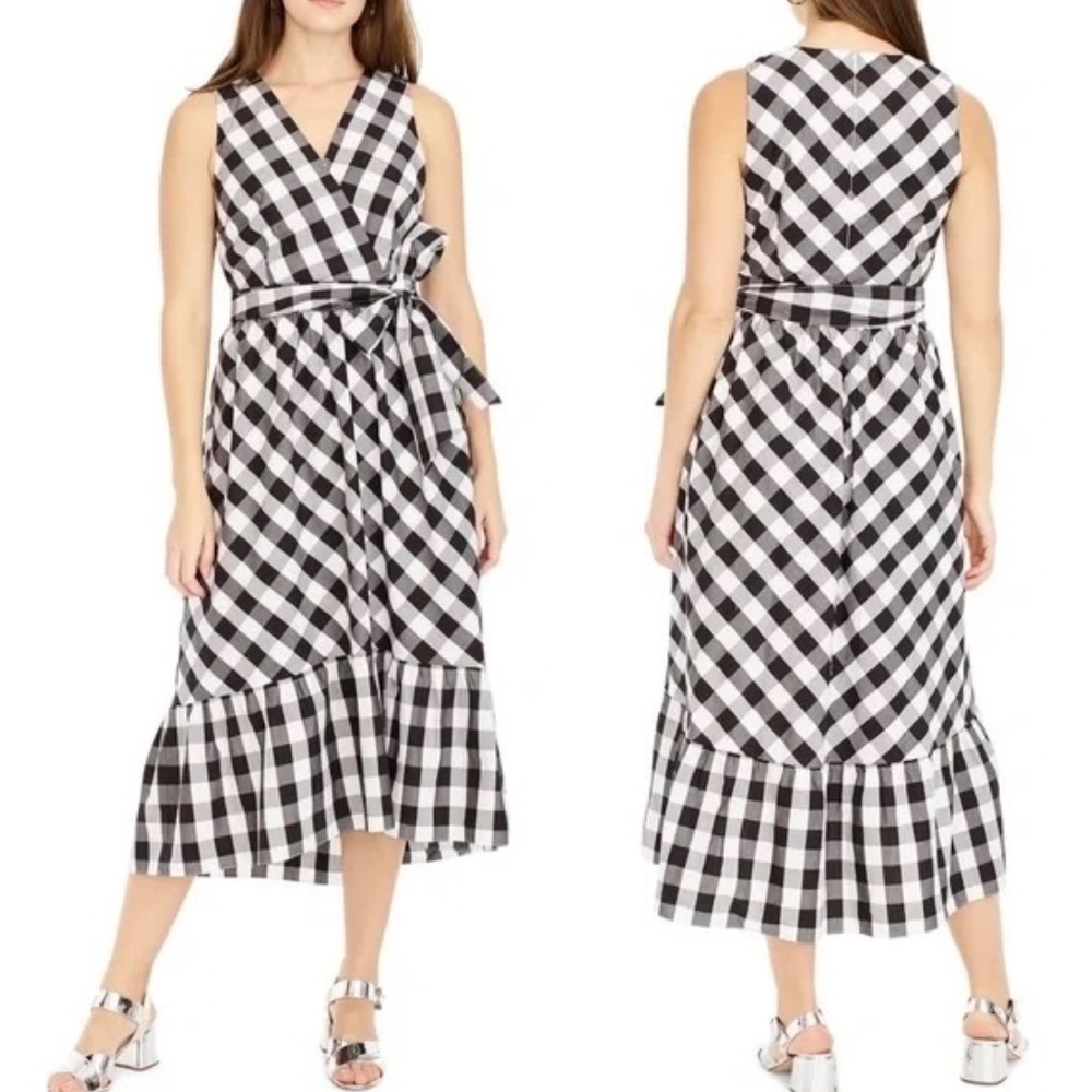 J.CREW Sleeveless faux-wrap midi dress in gingham cotton poplin 8